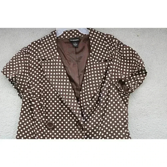 Lane Bryant A-Line Dress-Brown w/White Polka Dot-Size 18-Cap Sleeves - Picture 2 of 7